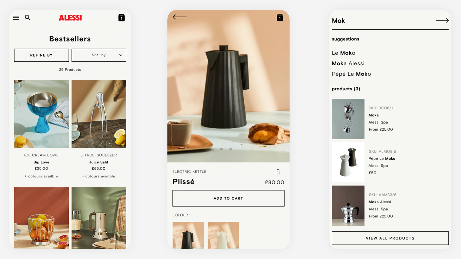 Alessi Website Mobile Designs